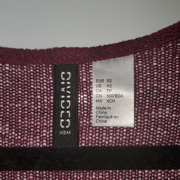 Divided H&M Long Cardigan Medium Burgundy Wine - Picture 4 of 4
